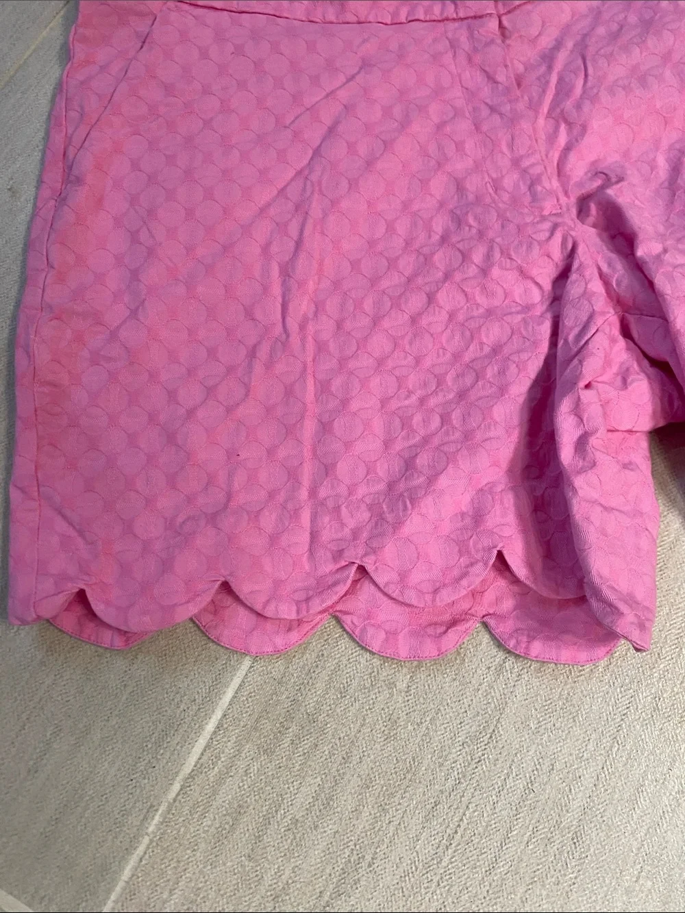 crown & ivy Pink Scallop Hem Bermuda Shorts